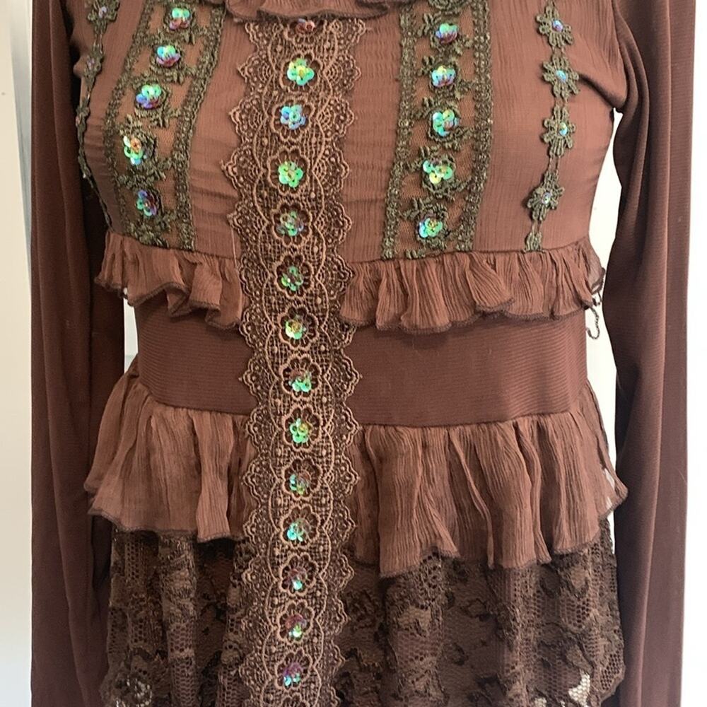 Aryeh Sequence And Lace Top New Without Tags Boho… - image 3